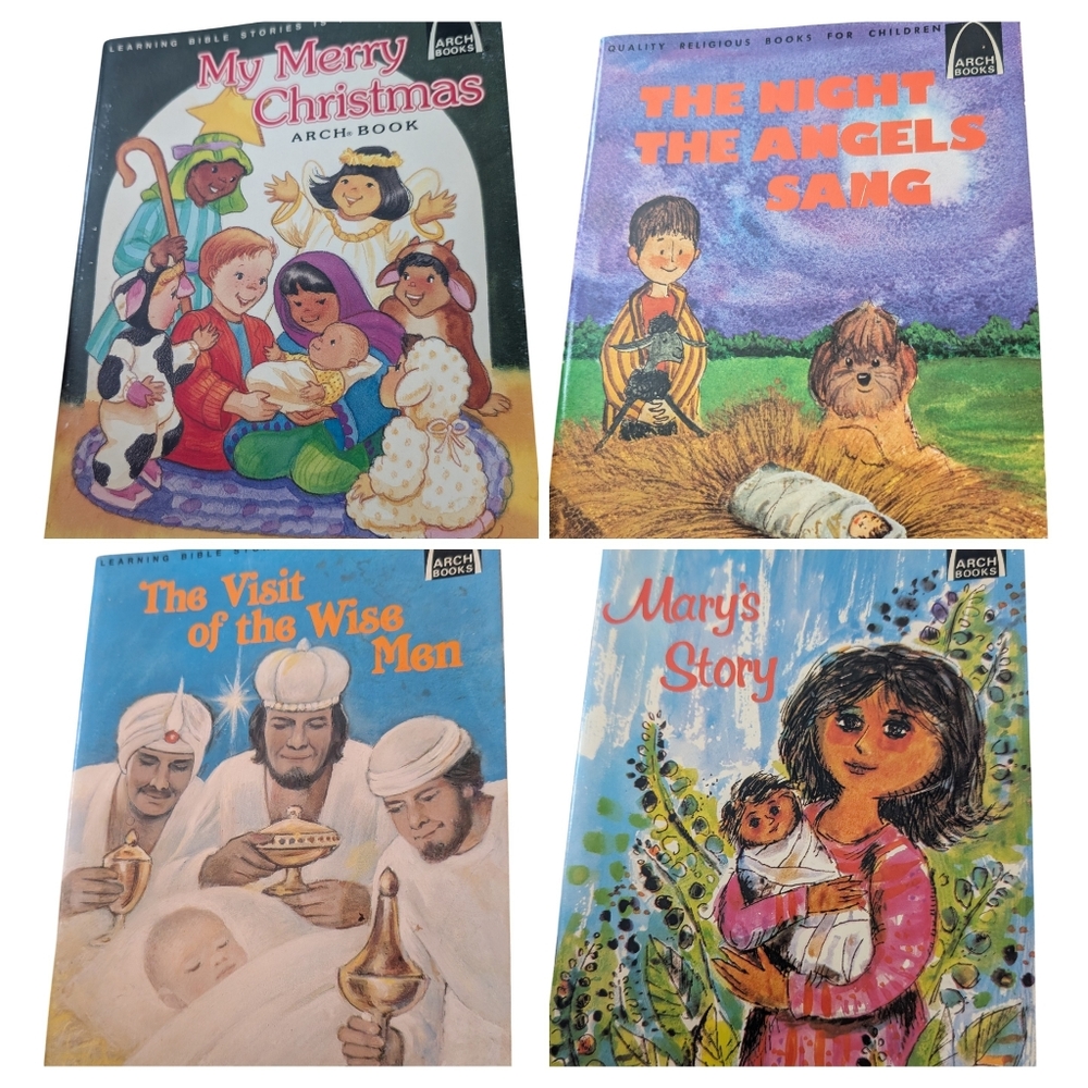 60s -90s Vintage Arch Books Religious Children's Christmas Book Set Of 4